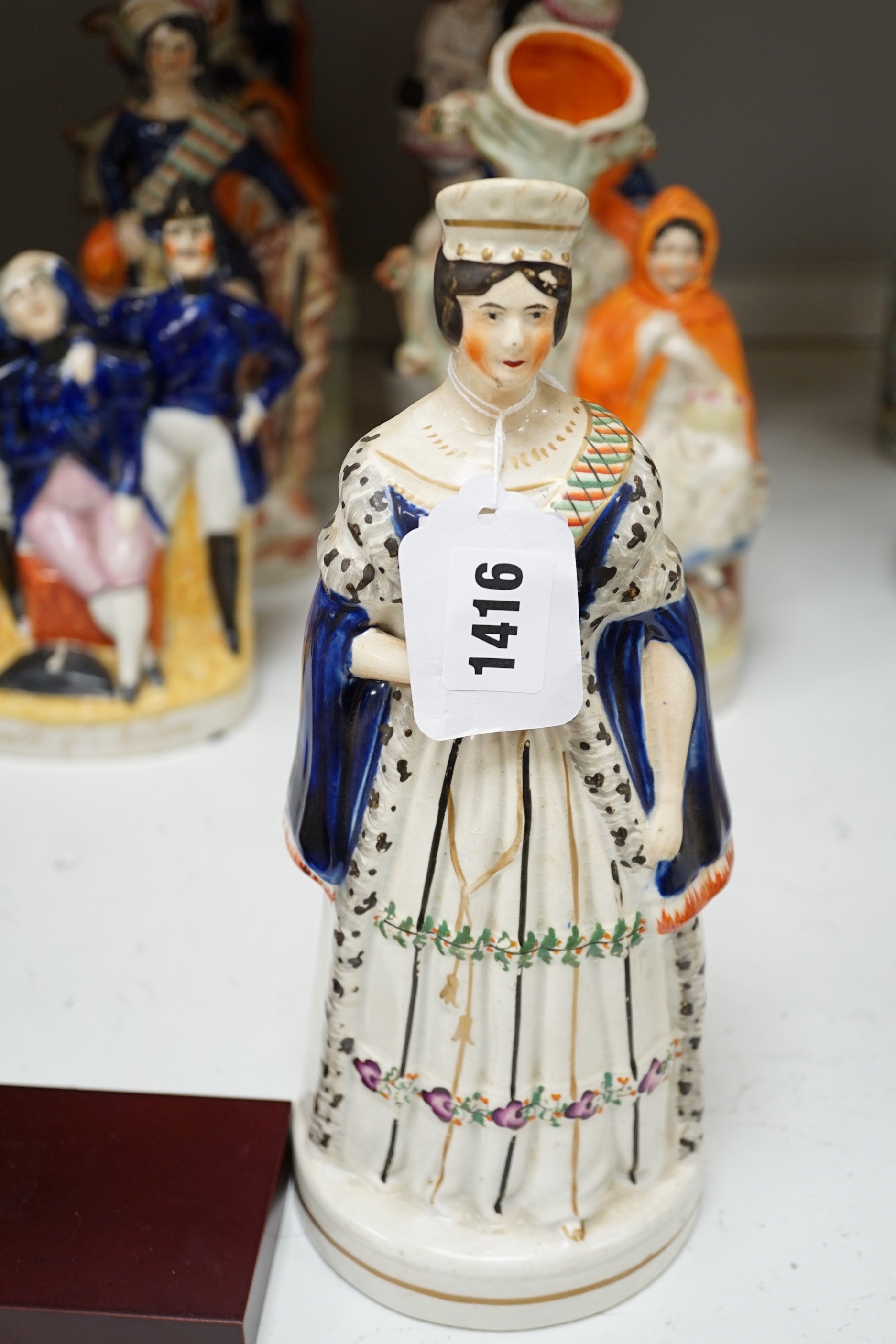 Eleven Staffordshire flatback figures